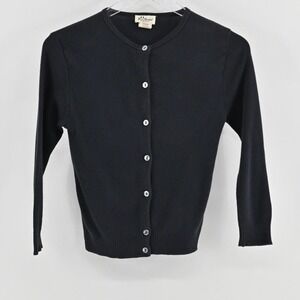 Vintage Free People Womens Cardigan Size S Black Preppy Knit Sweater England